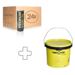 Premium Tennisball 24 Tubes De 3 En Carton, + Seau À Balles