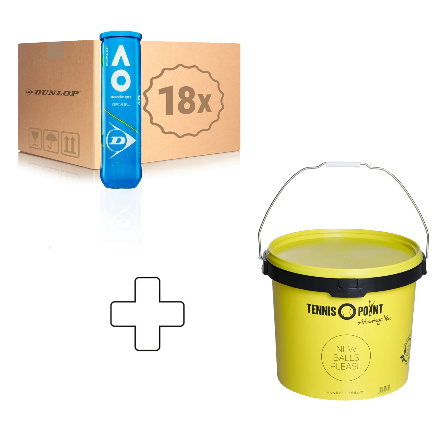 Dunlop Australian Open 18 Tubes De 4 + Seau À Balles 3 Dunlop Australian Open 18 Tubes De 4 + Seau À Balles